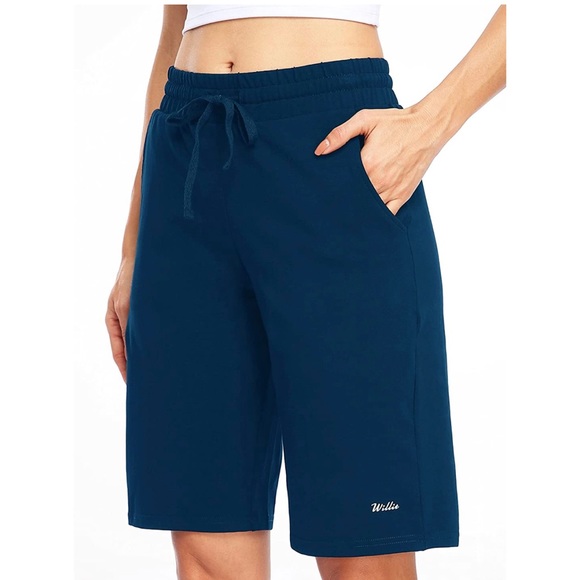 Willit Women's Shorts 10" Bermuda Cotton Long Shorts NWT - Navy - NWT Small - Picture 6 of 8